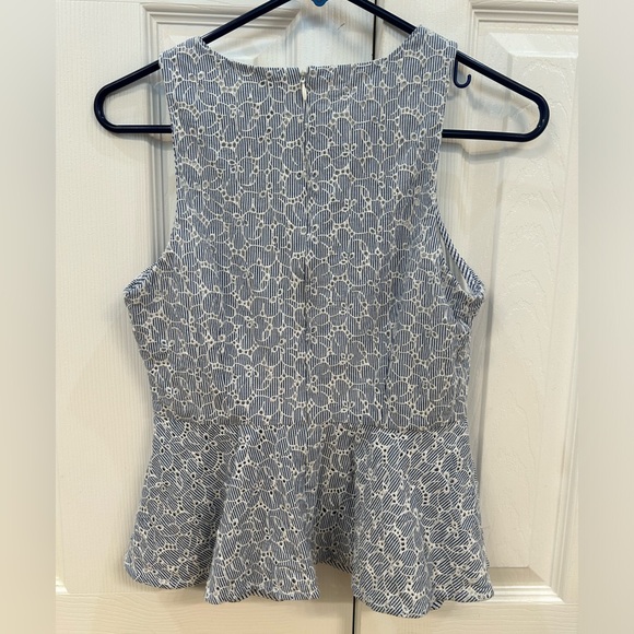 HD in Paris Anthropologie Striped Floral Peplum Eyelet Top - Picture 2 of 5